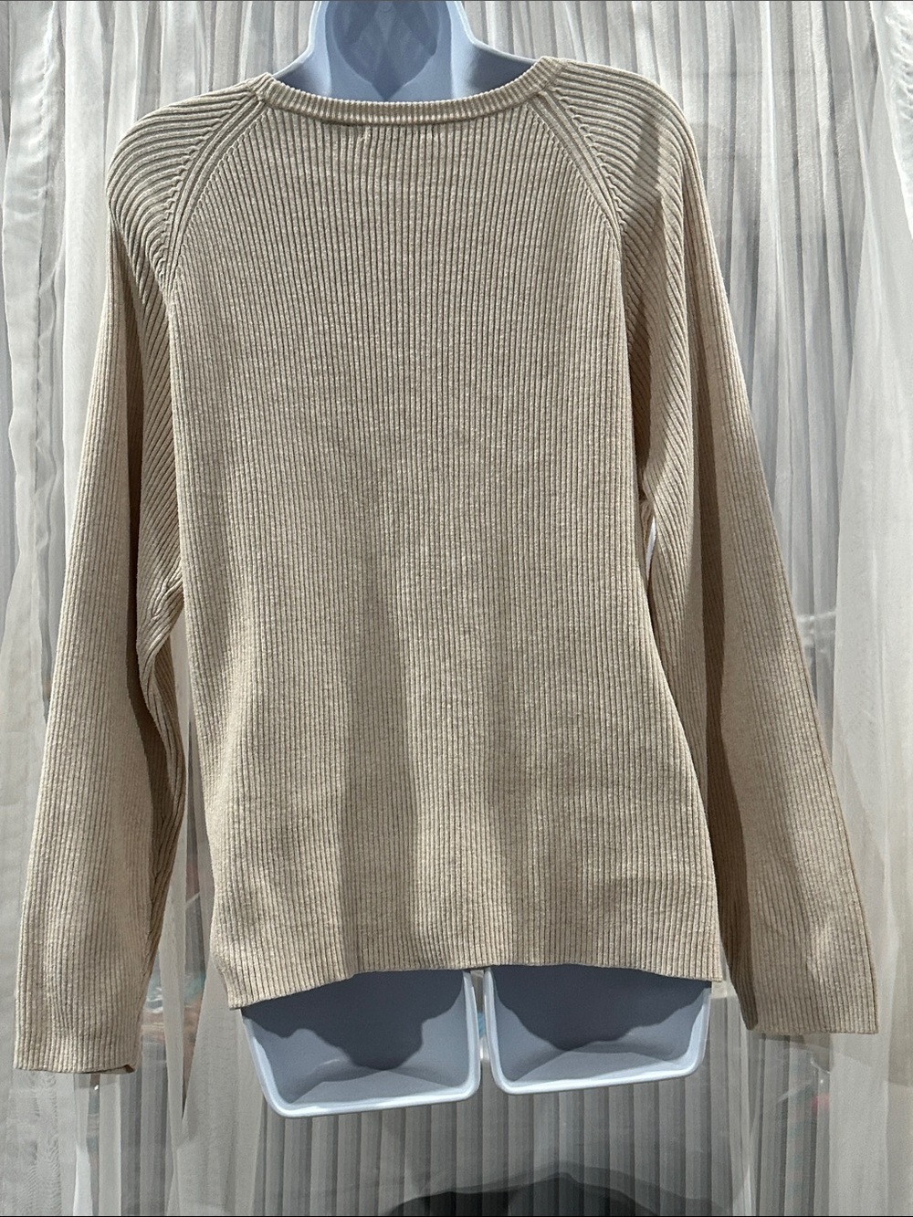 JEANNE PIERRE Beige Cable-Knit Crewneck Sweater - Picture 5 of 7
